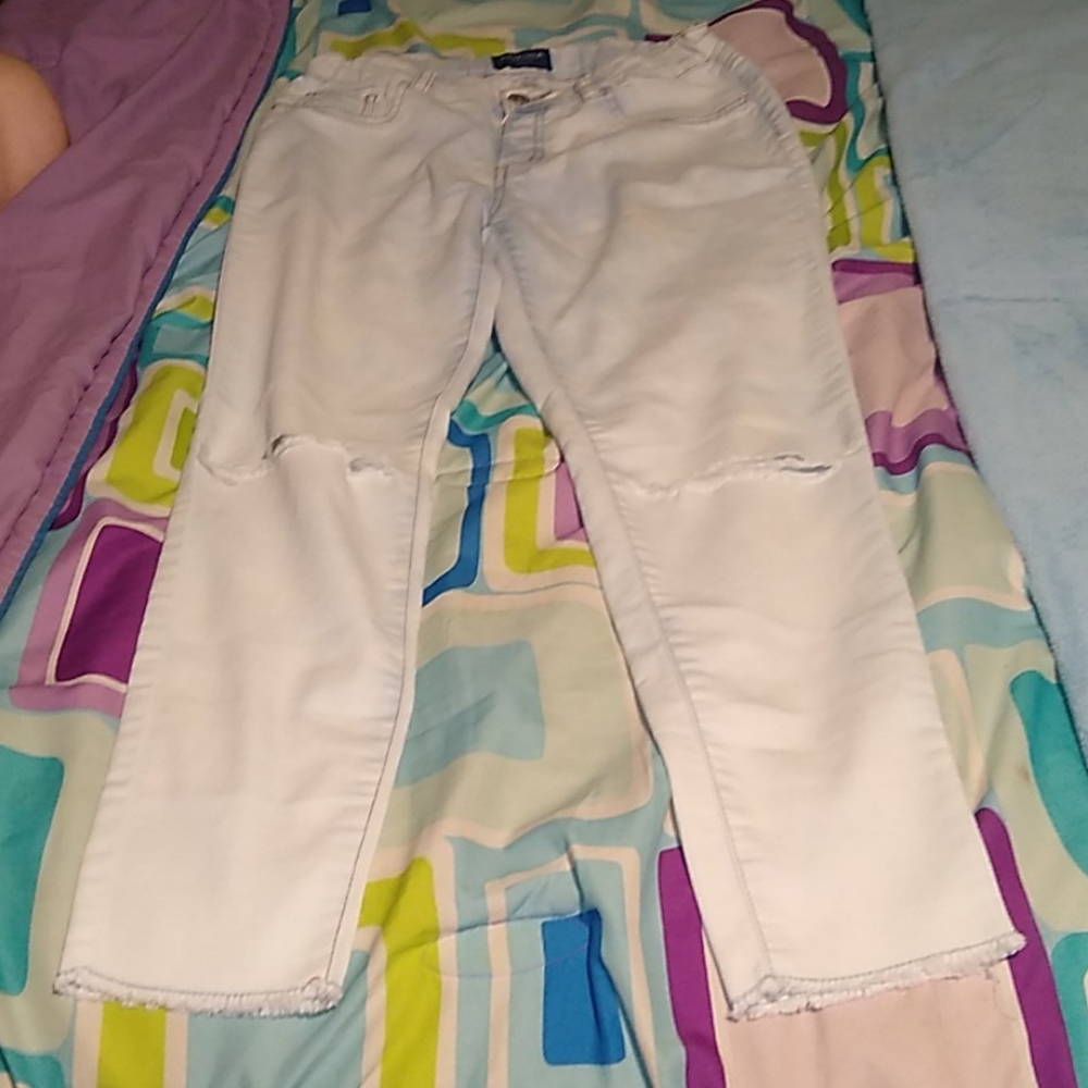 Kids white washed ripped skinny jeans
